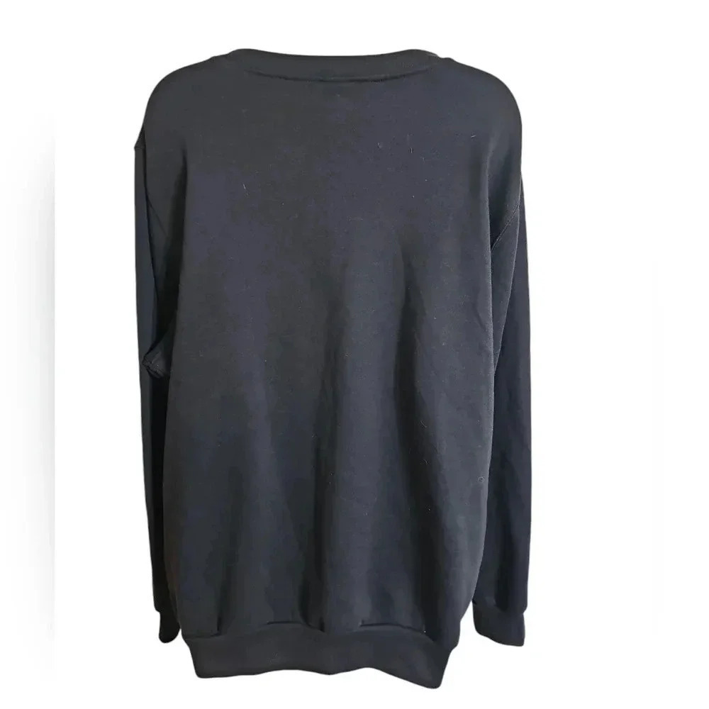 BonWorth Women’s L Black Sunflower Rhinestone Sweatshirt Retro Cottagecore Layer - Picture 4 of 7